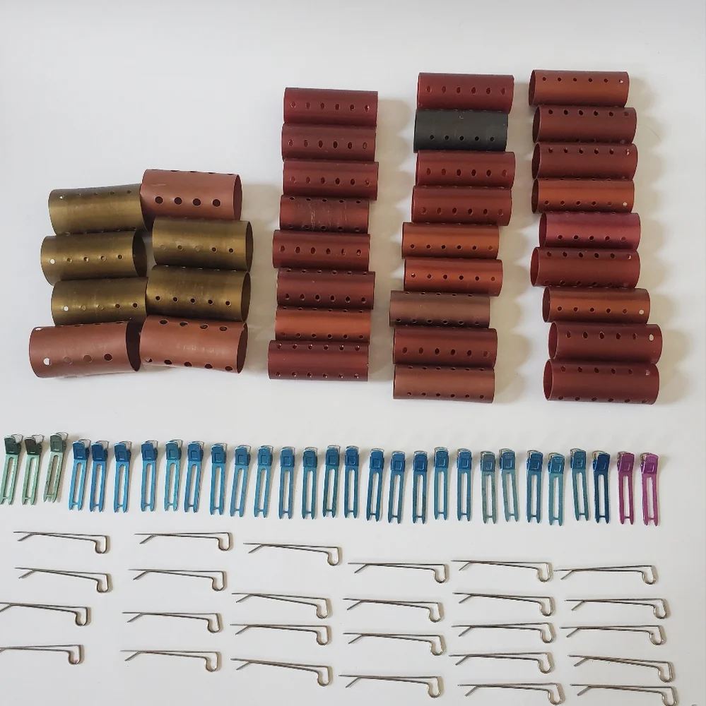 Vintage Lot Plastic Hair Curlers Metal Hair Pins Kayser Clips Rollers Retro